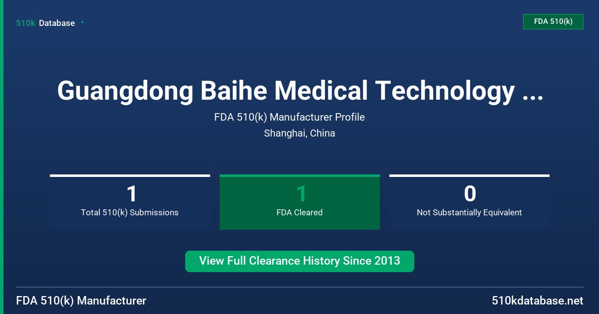 Guangdong Baihe Medical Technology Co., Ltd. FDA 510(k) Manufacturer Profile