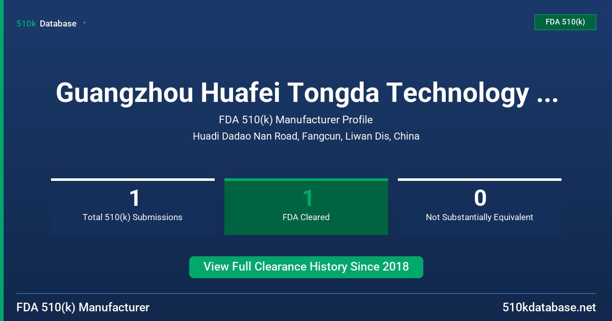 Guangzhou Huafei Tongda Technology Co., Ltd. FDA 510(k) Manufacturer Profile