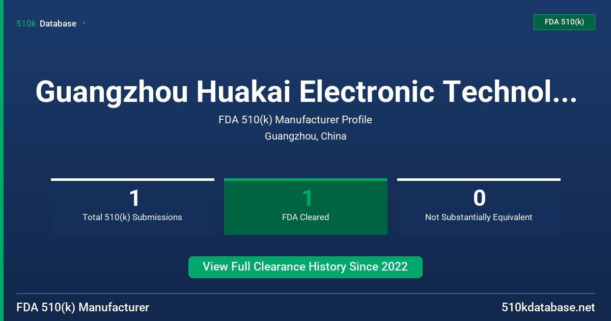 Guangzhou Huakai Electronic Technology Co., Ltd. FDA 510(k) Manufacturer Profile