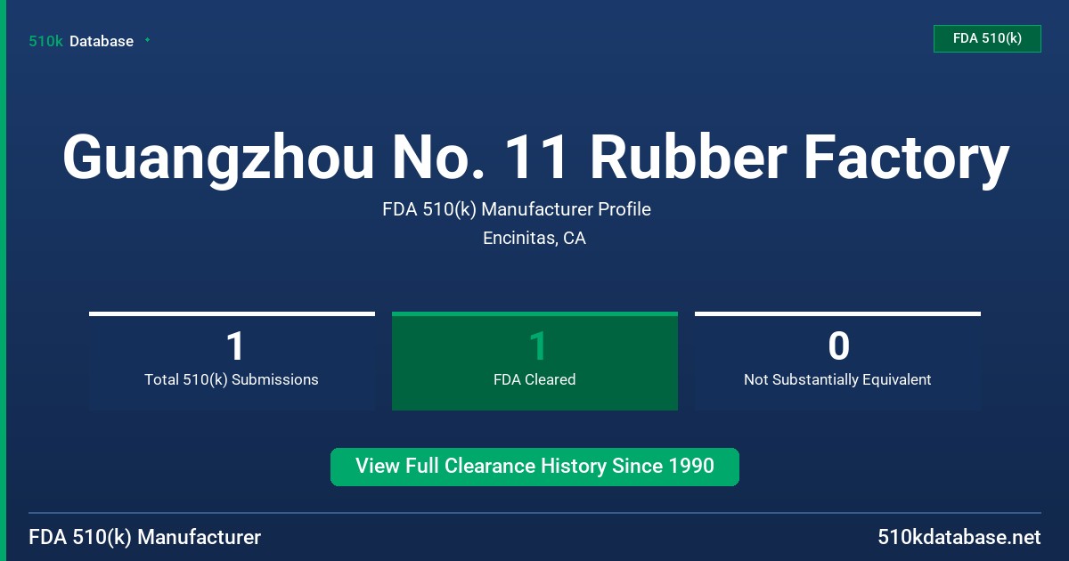 Guangzhou No. 11 Rubber Factory FDA 510(k) Manufacturer Profile