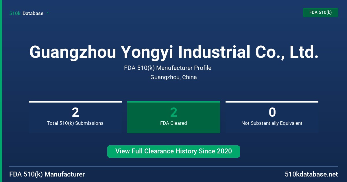 Guangzhou Yongyi Industrial Co., Ltd. FDA 510(k) Manufacturer Profile