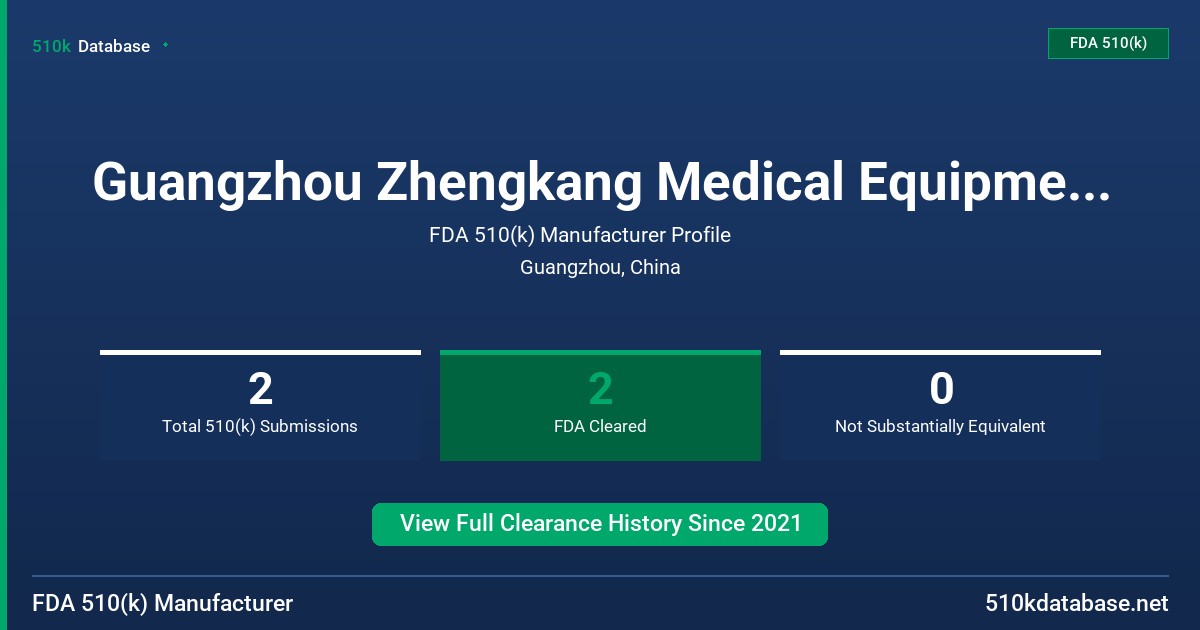 Guangzhou Zhengkang Medical Equipment Co.,Ltd FDA 510(k) Manufacturer Profile