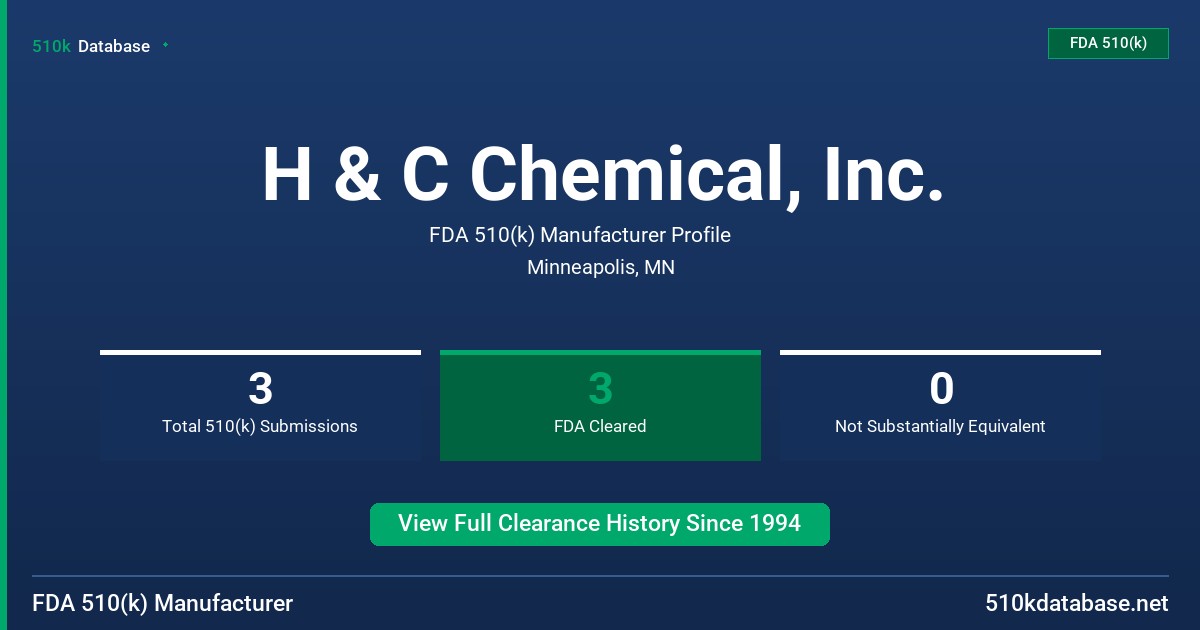 H & C Chemical, Inc. FDA 510(k) Manufacturer Profile