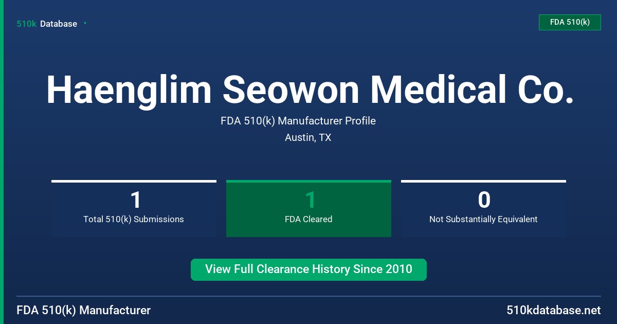 Haenglim Seowon Medical Co. FDA 510(k) Manufacturer Profile
