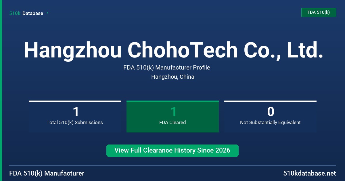 Hangzhou ChohoTech Co., Ltd. FDA 510(k) Manufacturer Profile