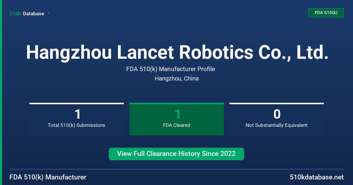 Hangzhou Lancet Robotics Co., Ltd. FDA 510(k) Manufacturer Profile
