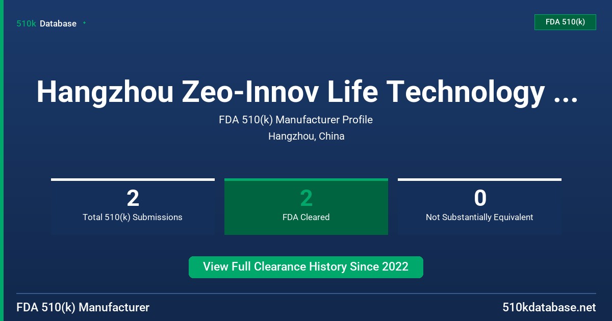 Hangzhou Zeo-Innov Life Technology Co., Ltd. FDA 510(k) Manufacturer Profile