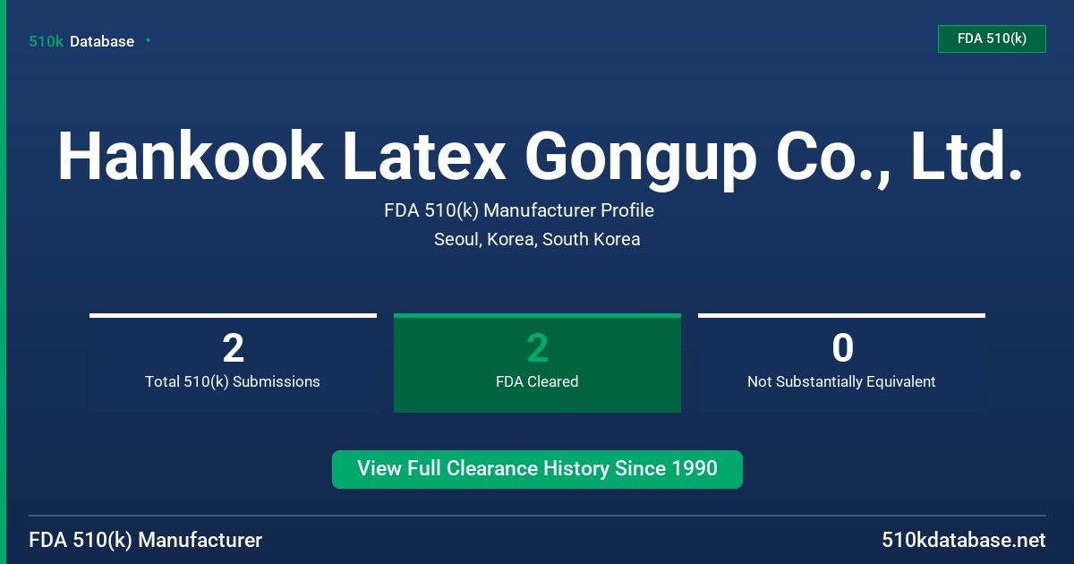 Hankook Latex Gongup Co., Ltd. FDA 510(k) Manufacturer Profile