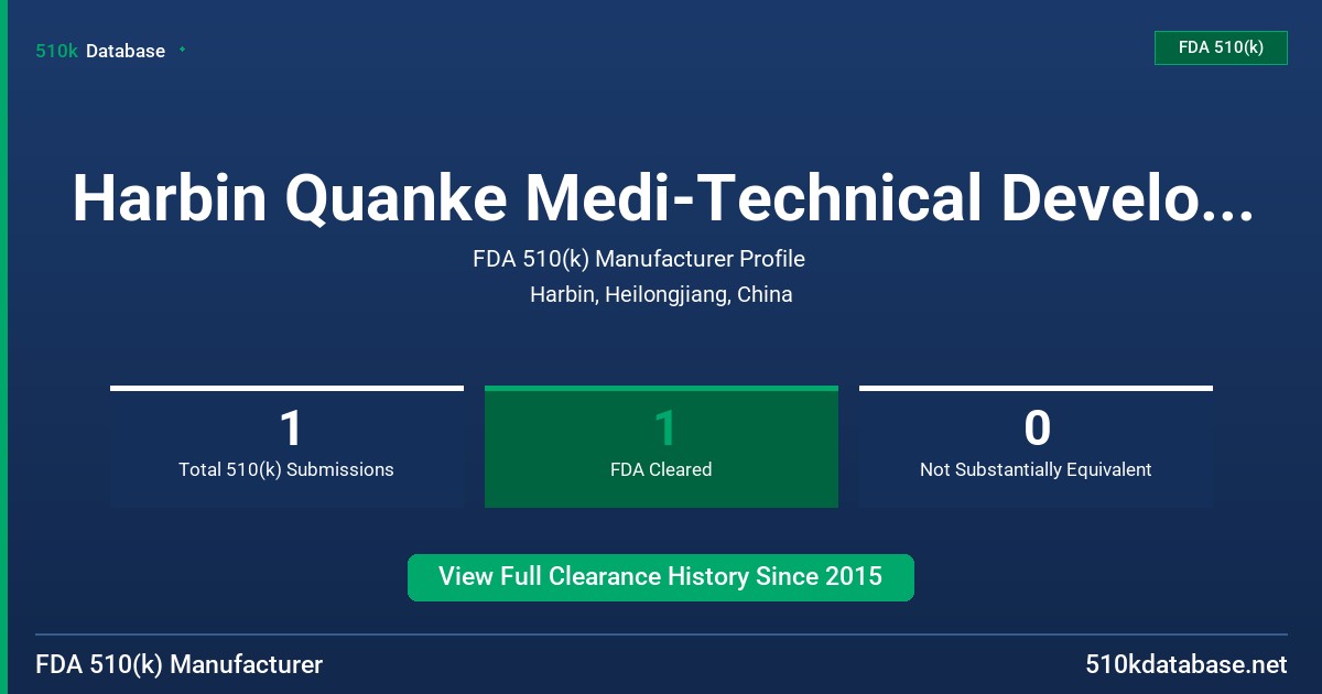 Harbin Quanke Medi-Technical Development Co., Ltd. FDA 510(k) Manufacturer Profile