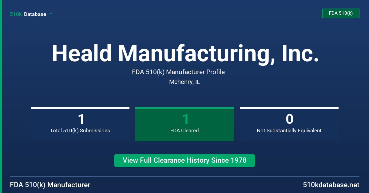 Heald Manufacturing, Inc. FDA 510(k) Manufacturer Profile