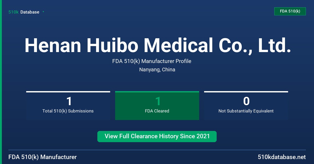 Henan Huibo Medical Co., Ltd. FDA 510(k) Manufacturer Profile