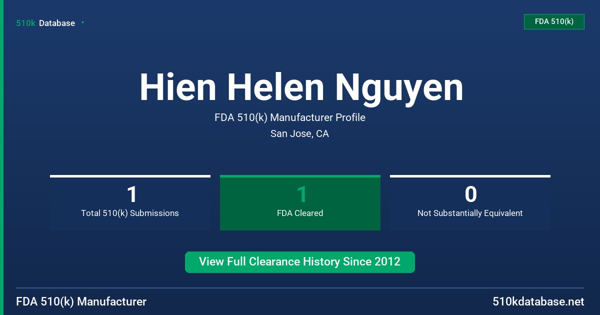 Hien Helen Nguyen FDA 510(k) Manufacturer Profile