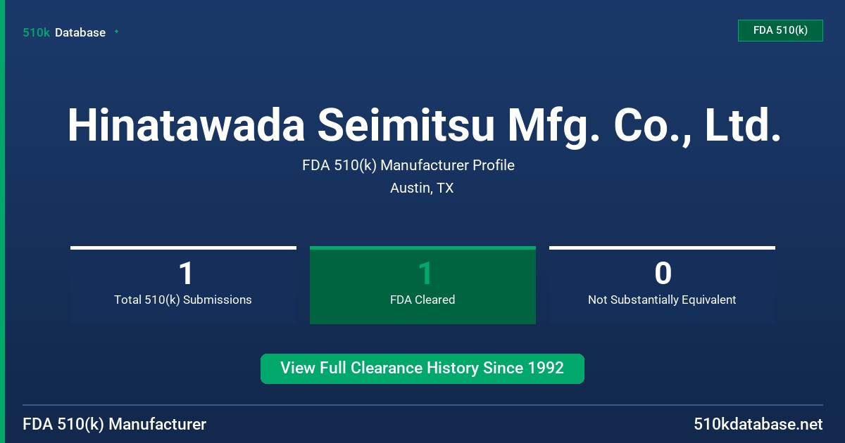 Hinatawada Seimitsu Mfg. Co., Ltd. FDA 510(k) Manufacturer Profile