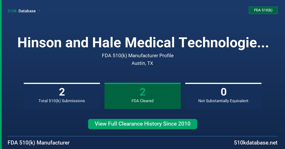 Hinson and Hale Medical Technologies, Inc. FDA 510(k) Manufacturer Profile