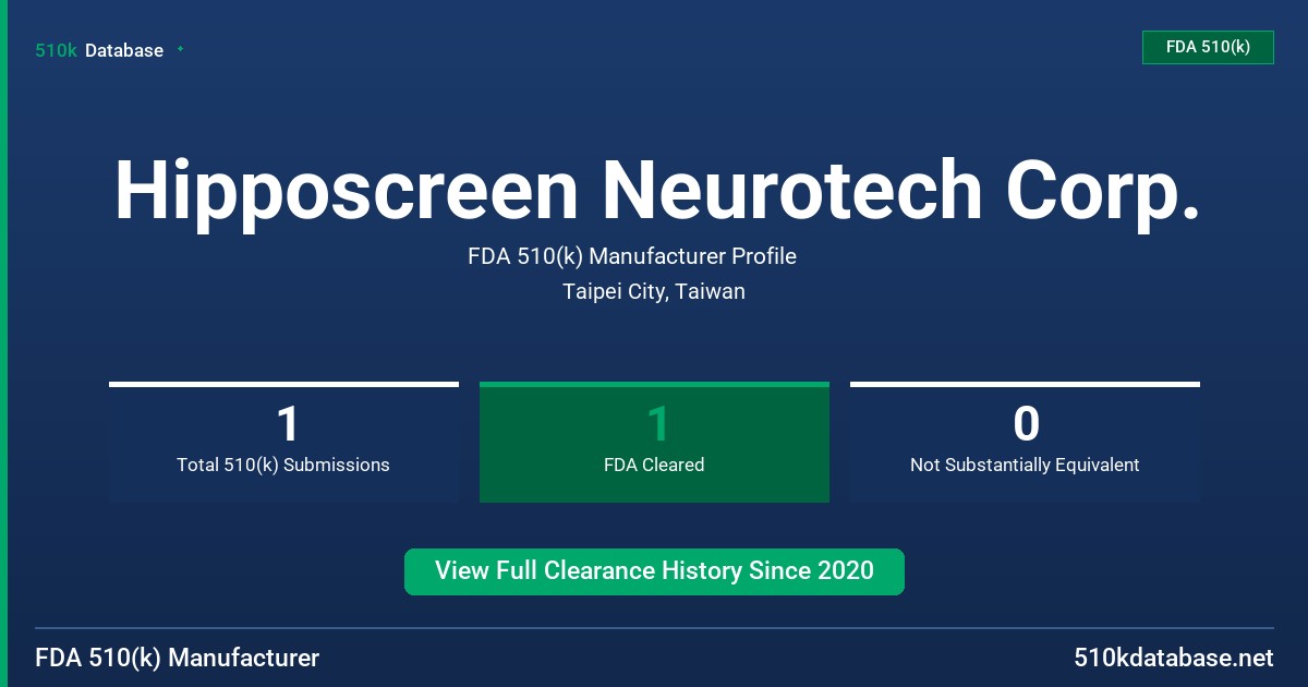 Hipposcreen Neurotech Corp. FDA 510(k) Manufacturer Profile