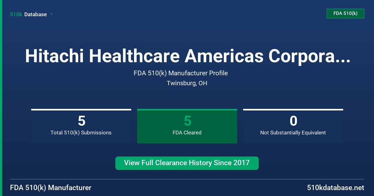Hitachi Healthcare Americas Corporation FDA 510(k) Manufacturer Profile