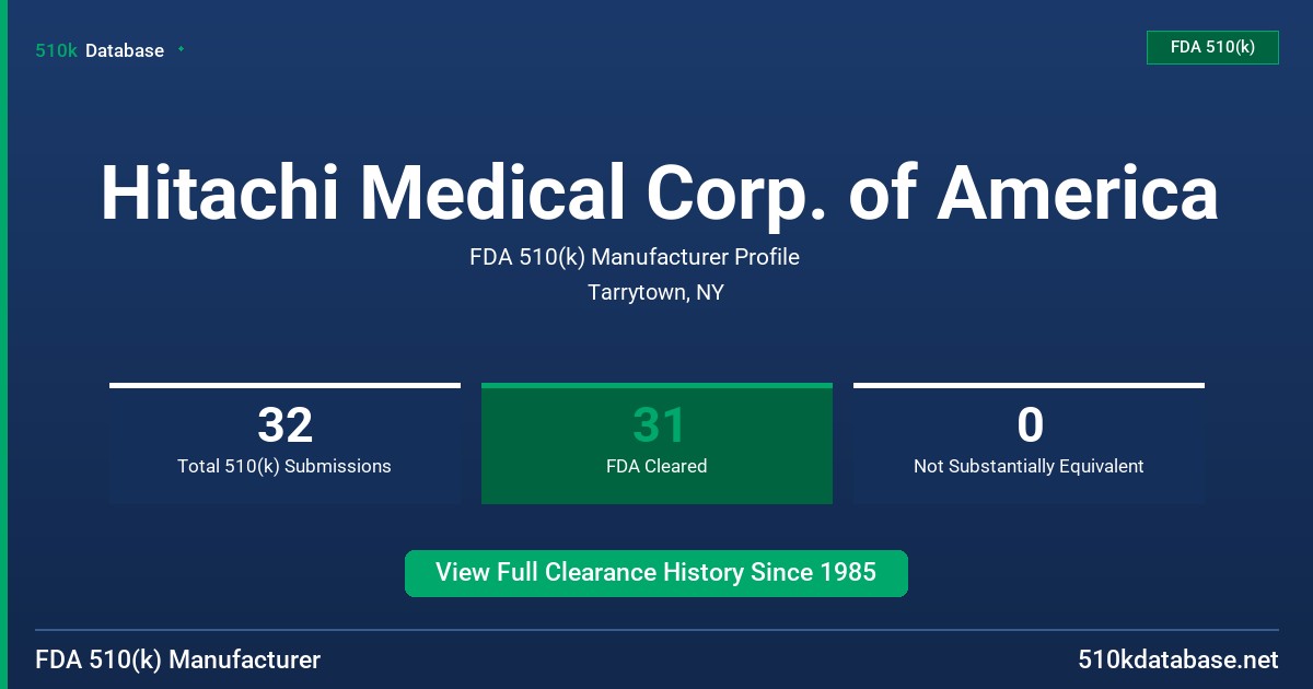 Hitachi Medical Corp. of America FDA 510(k) Manufacturer Profile
