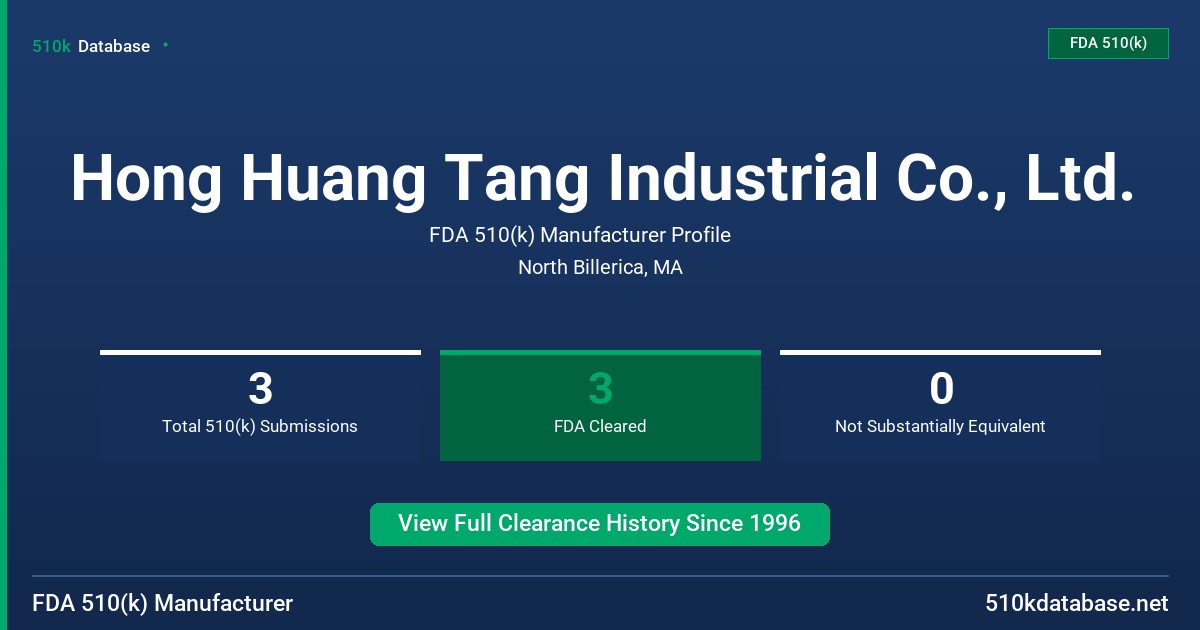 Hong Huang Tang Industrial Co., Ltd. FDA 510(k) Manufacturer Profile