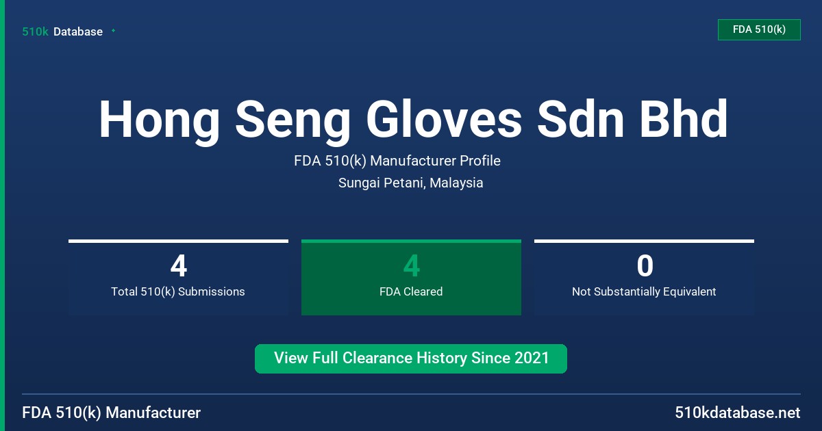 Hong Seng Gloves Sdn Bhd FDA 510(k) Manufacturer Profile
