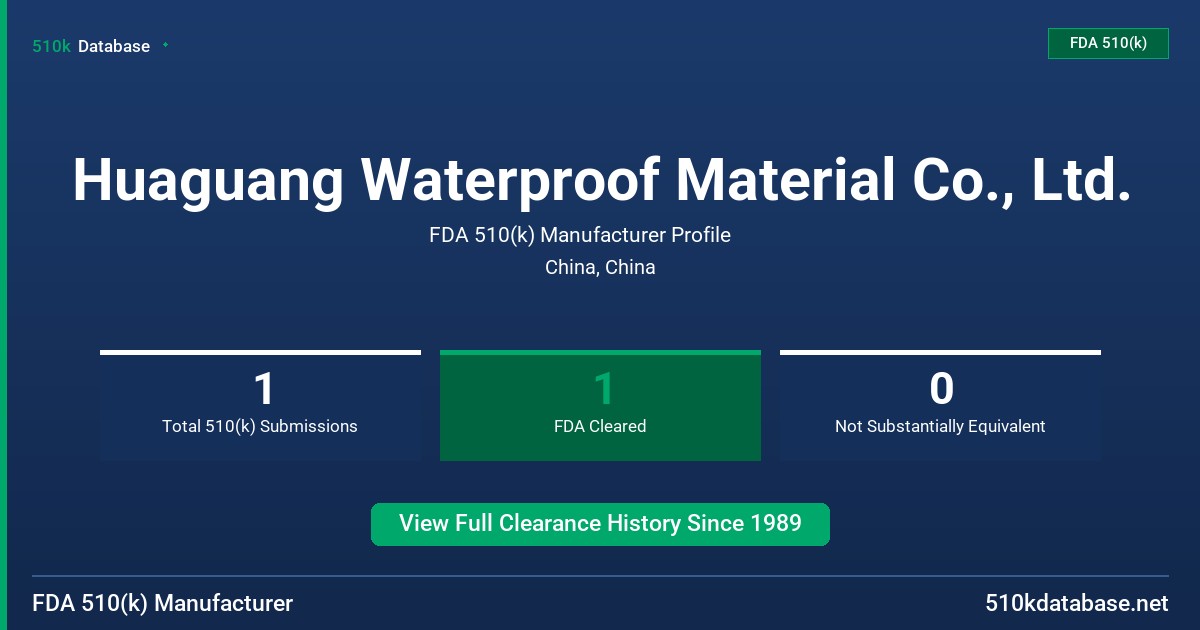 Huaguang Waterproof Material Co., Ltd. FDA 510(k) Manufacturer Profile