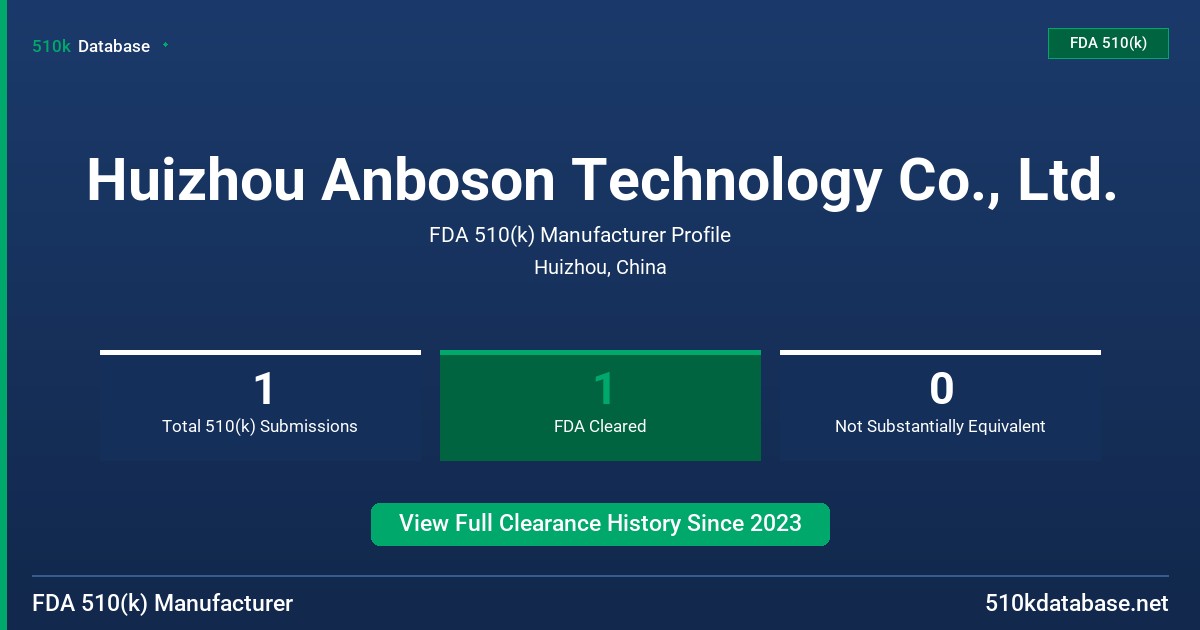 Huizhou Anboson Technology Co., Ltd. FDA 510(k) Manufacturer Profile