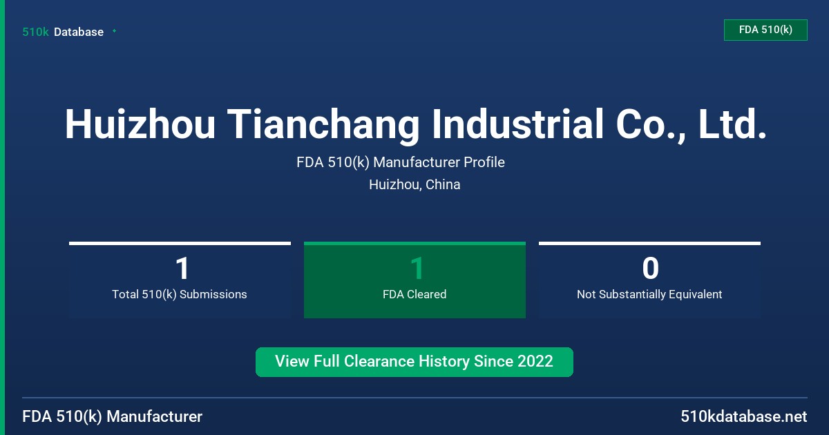 Huizhou Tianchang Industrial Co., Ltd. FDA 510(k) Manufacturer Profile