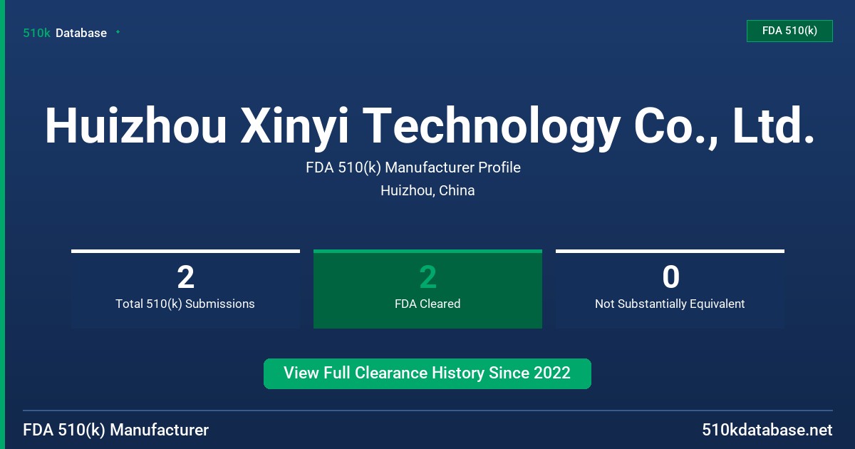 Huizhou Xinyi Technology Co., Ltd. FDA 510(k) Manufacturer Profile