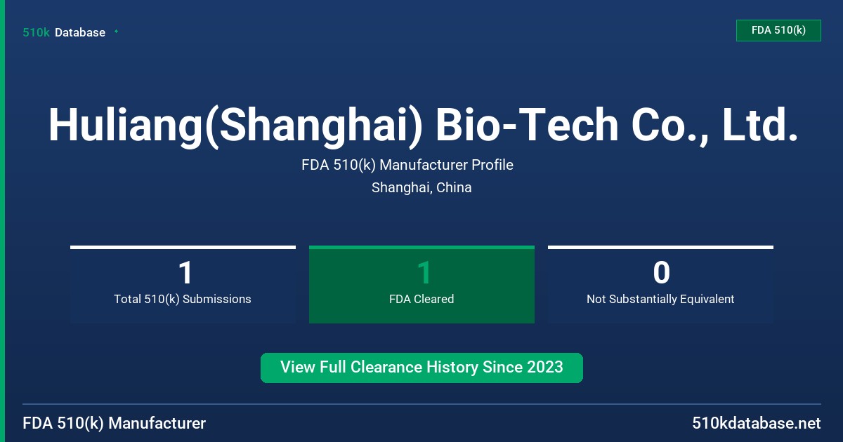 Huliang(Shanghai) Bio-Tech Co., Ltd. FDA 510(k) Manufacturer Profile