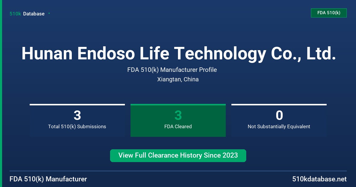 Hunan Endoso Life Technology Co., Ltd. FDA 510(k) Manufacturer Profile
