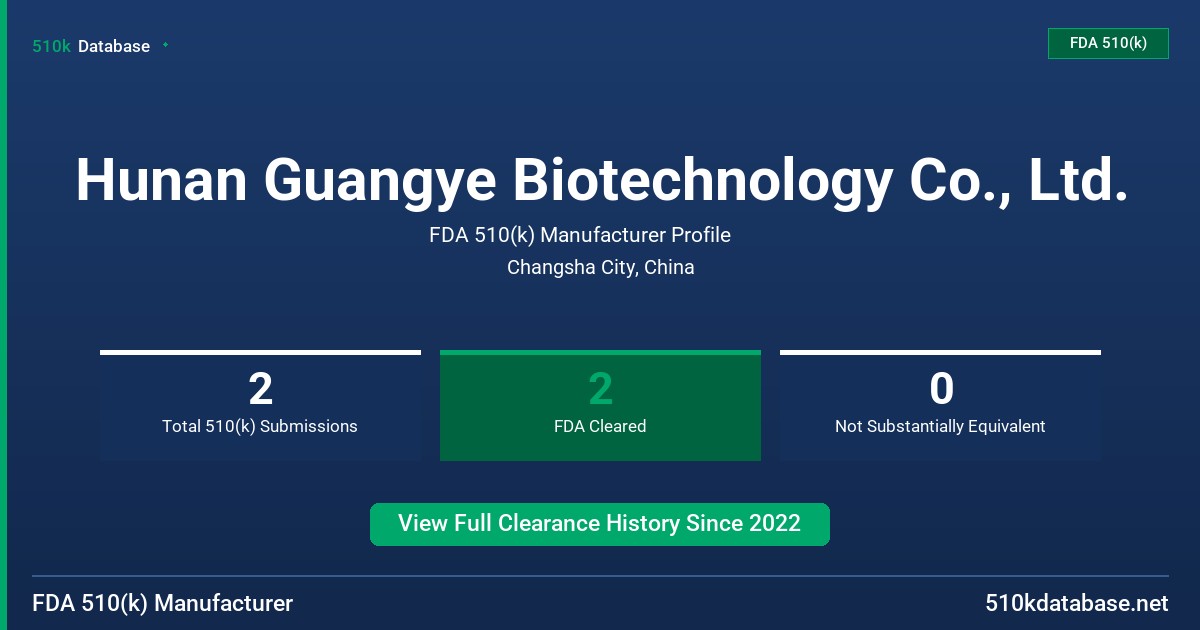 Hunan Guangye Biotechnology Co., Ltd. FDA 510(k) Manufacturer Profile