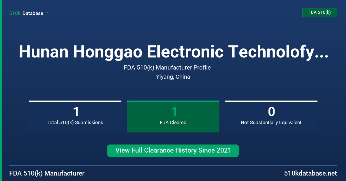 Hunan Honggao Electronic Technolofy Co., Ltd. FDA 510(k) Manufacturer Profile