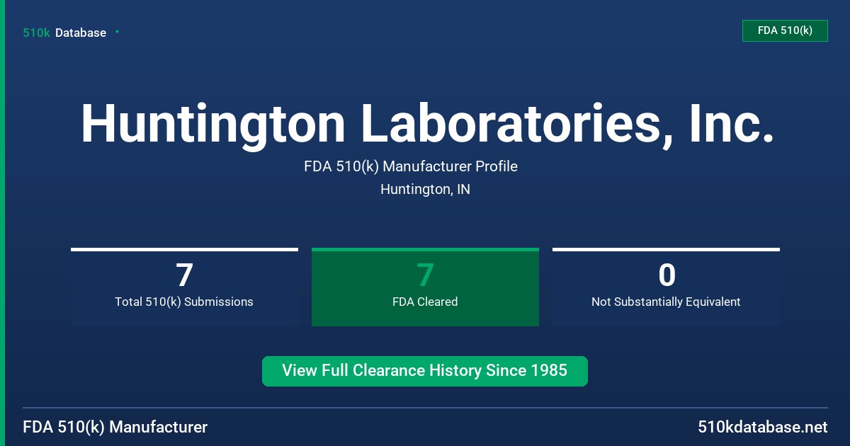 Huntington Laboratories, Inc. FDA 510(k) Manufacturer Profile