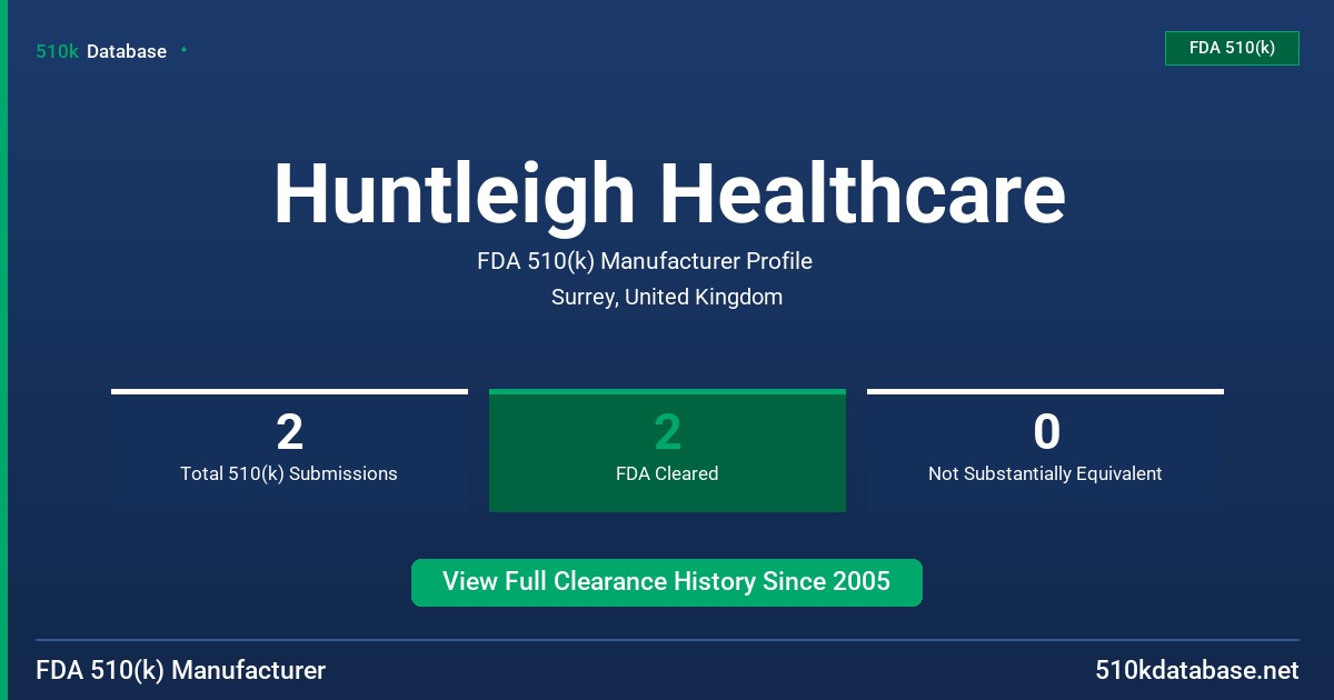 Huntleigh Healthcare FDA 510(k) Manufacturer Profile