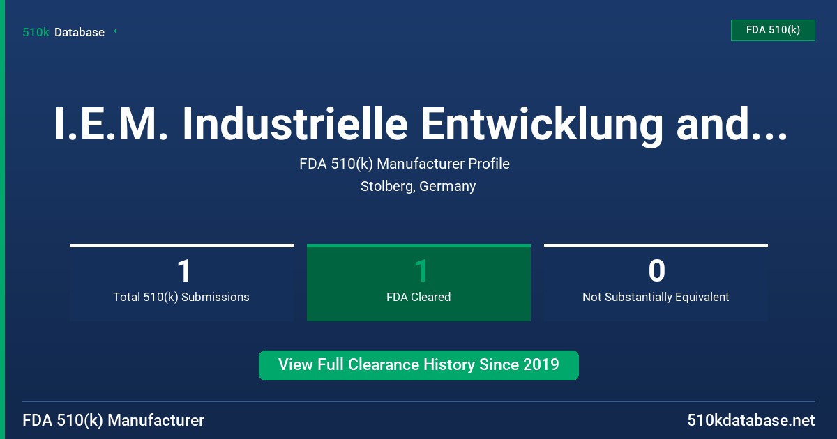 I.E.M. Industrielle Entwicklung and Medizintechnik FDA 510(k) Manufacturer Profile