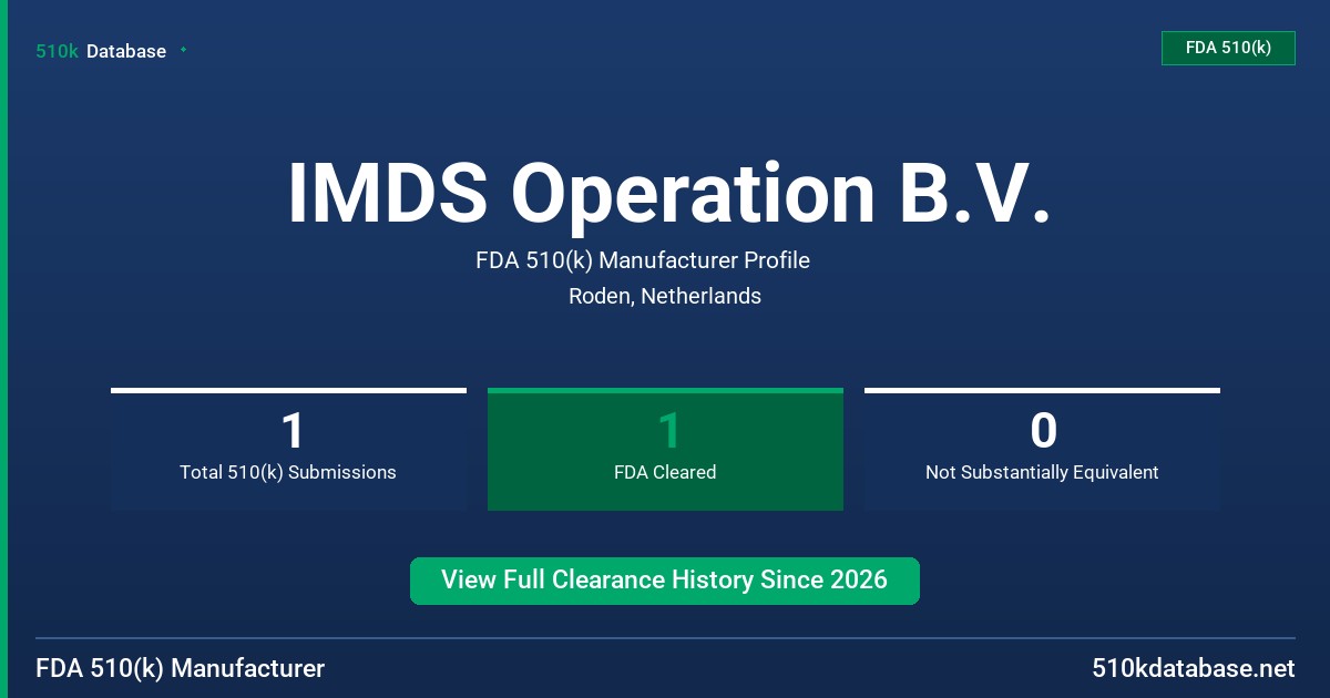 IMDS Operation B.V. FDA 510(k) Manufacturer Profile