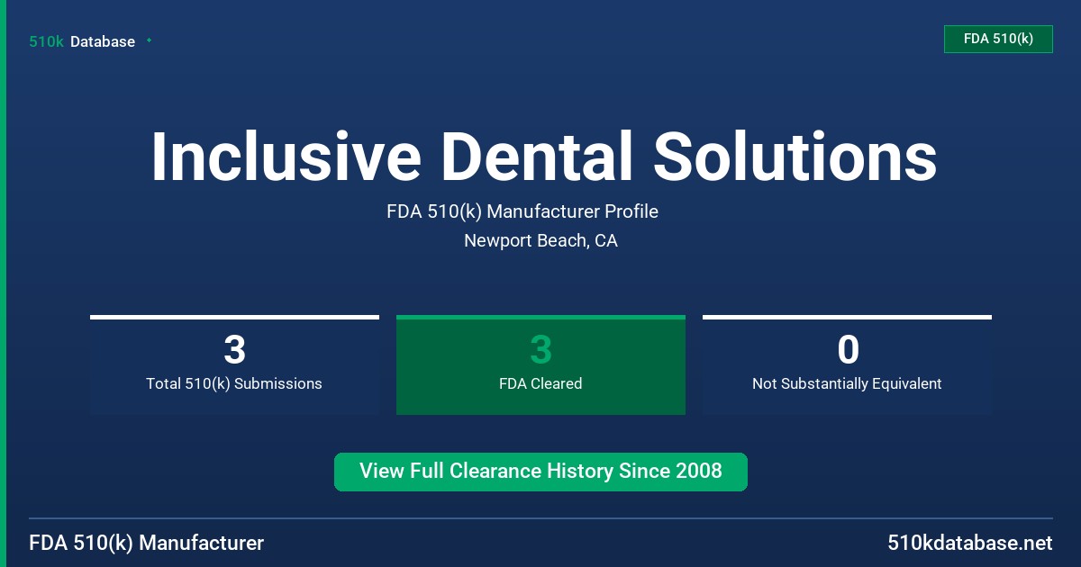Inclusive Dental Solutions FDA 510(k) Manufacturer Profile
