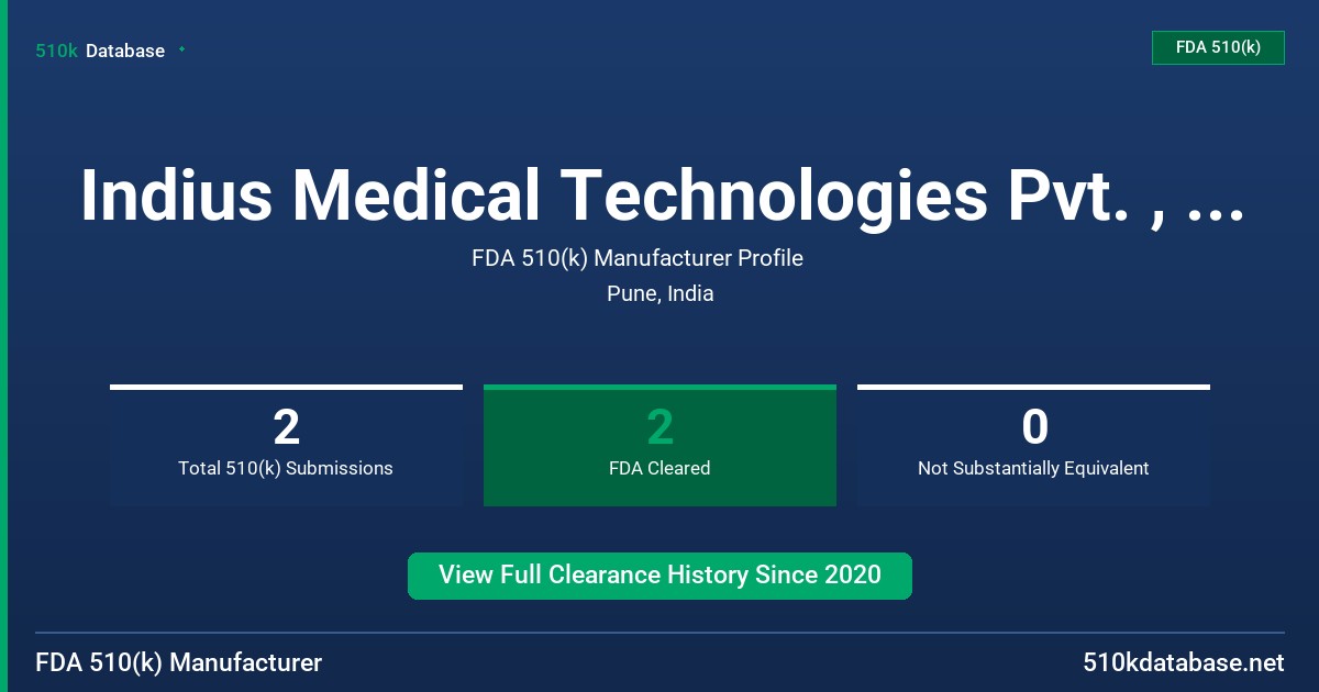 Indius Medical Technologies Pvt. , Ltd. FDA 510(k) Manufacturer Profile