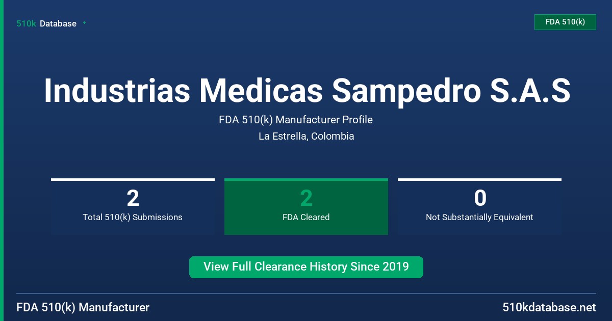 Industrias Medicas Sampedro S.A.S FDA 510(k) Manufacturer Profile
