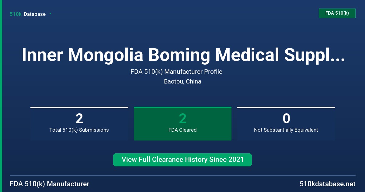 Inner Mongolia Boming Medical Supplies Co., Ltd. FDA 510(k) Manufacturer Profile