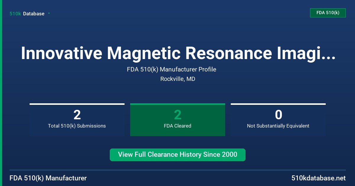Innovative Magnetic Resonance Imaging Systems, Inc. FDA 510(k) Manufacturer Profile