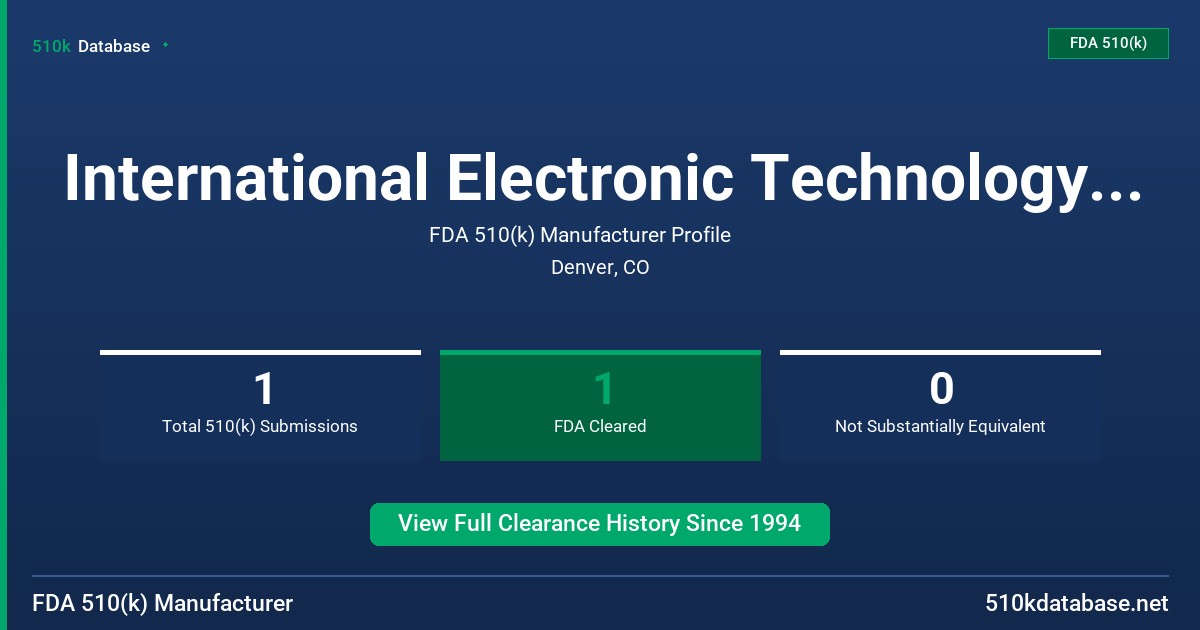 International Electronic Technology Corp. FDA 510(k) Manufacturer Profile