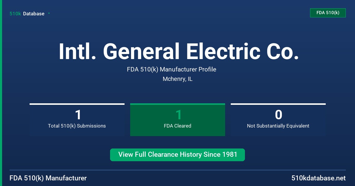 Intl. General Electric Co. FDA 510(k) Manufacturer Profile