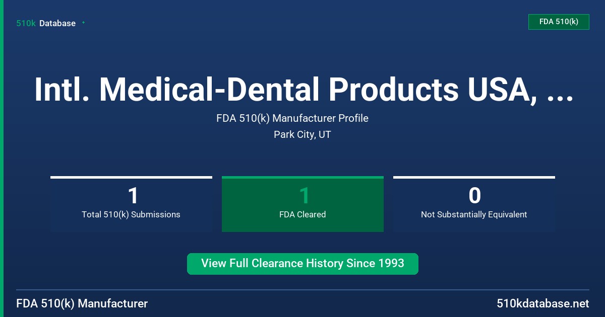 Intl. Medical-Dental Products USA, Inc. FDA 510(k) Manufacturer Profile