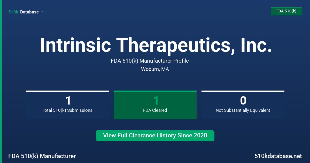 Intrinsic Therapeutics, Inc. FDA 510(k) Manufacturer Profile