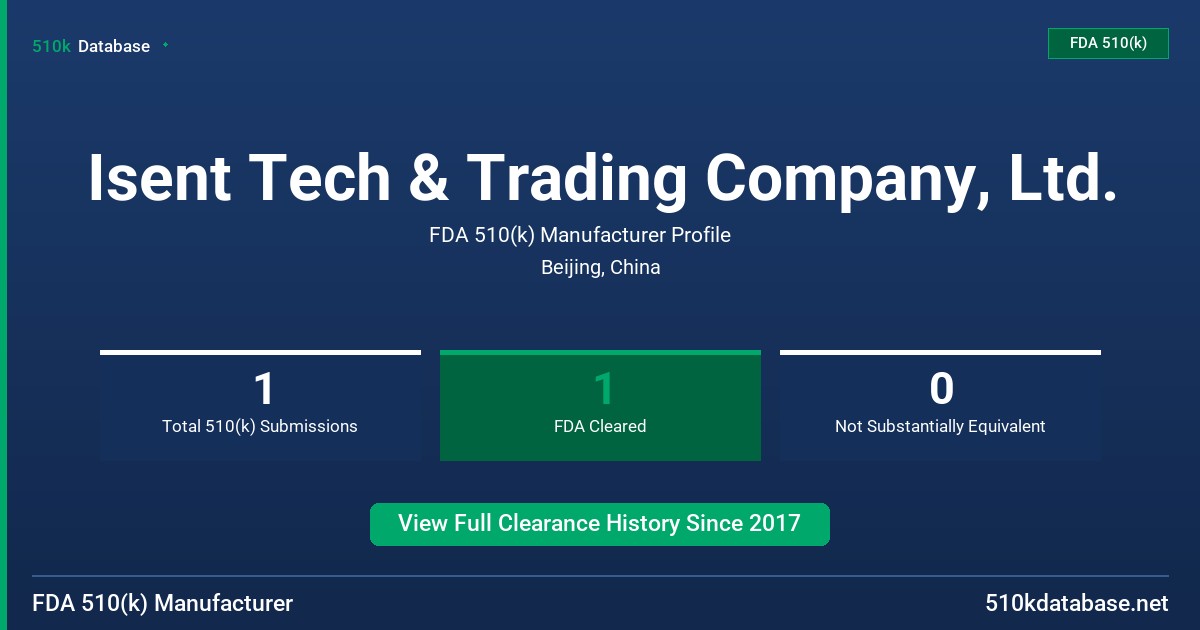 Isent Tech & Trading Company, Ltd. FDA 510(k) Manufacturer Profile