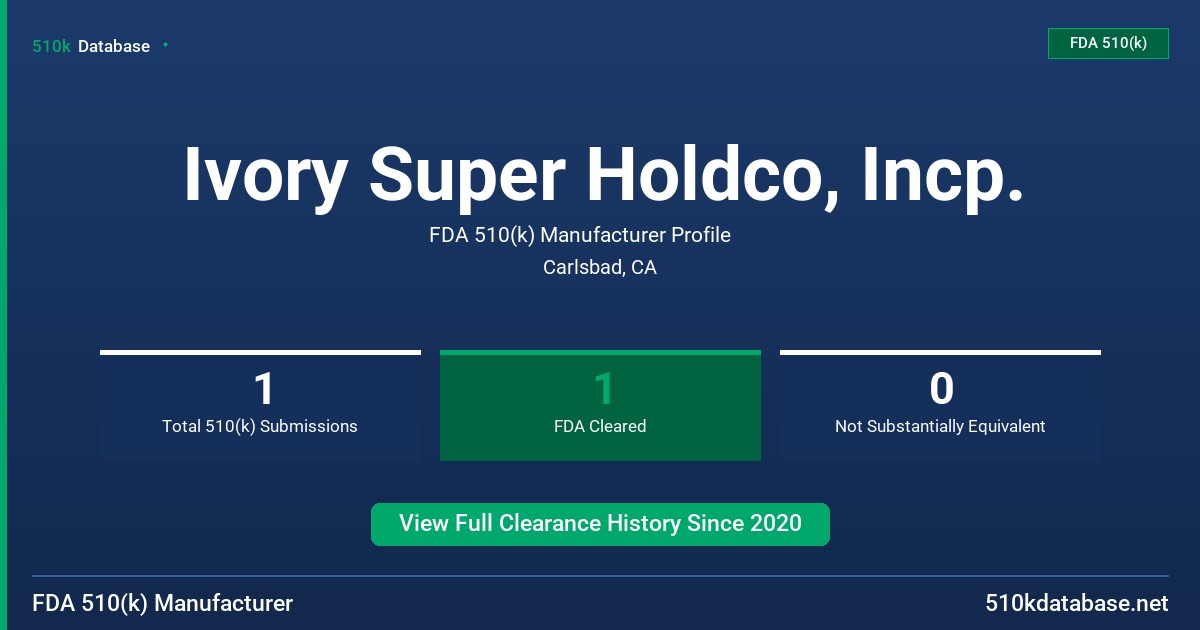 Ivory Super Holdco, Incp. FDA 510(k) Manufacturer Profile