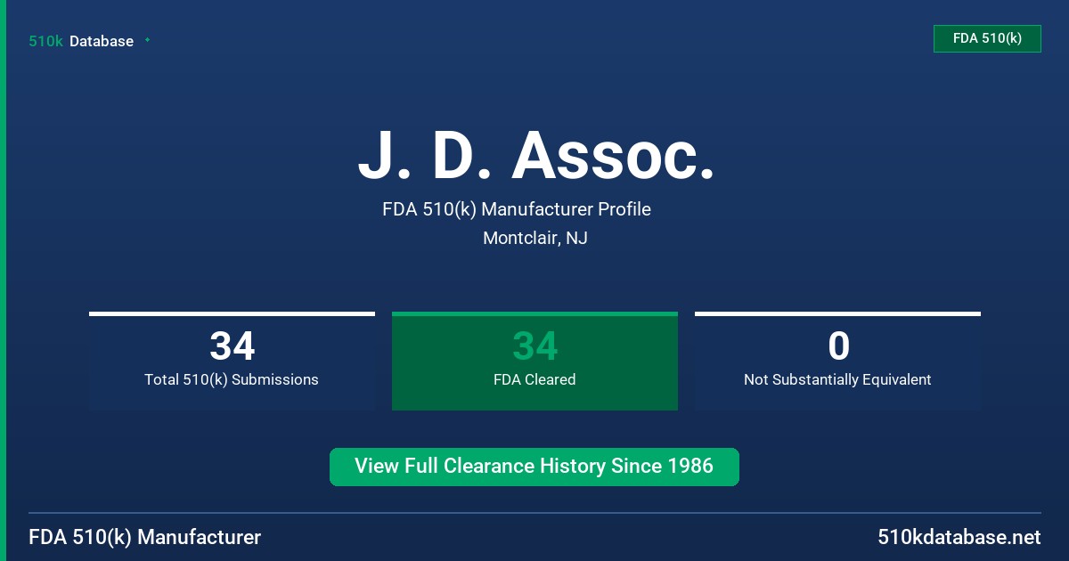 J. D. Assoc. FDA 510(k) Manufacturer Profile