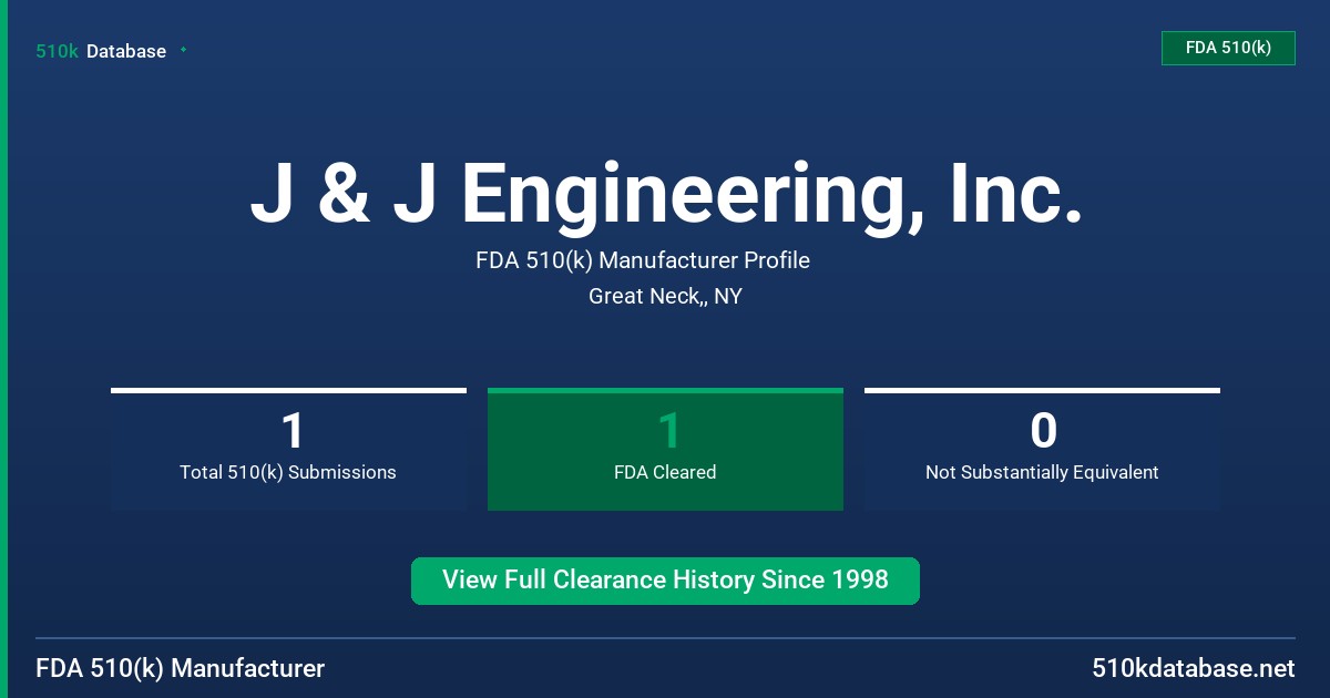 J & J Engineering, Inc. FDA 510(k) Manufacturer Profile
