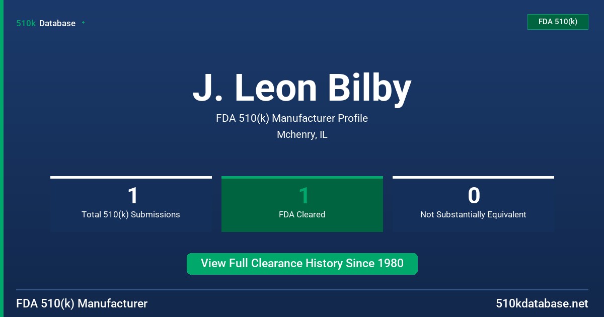 J. Leon Bilby FDA 510(k) Manufacturer Profile