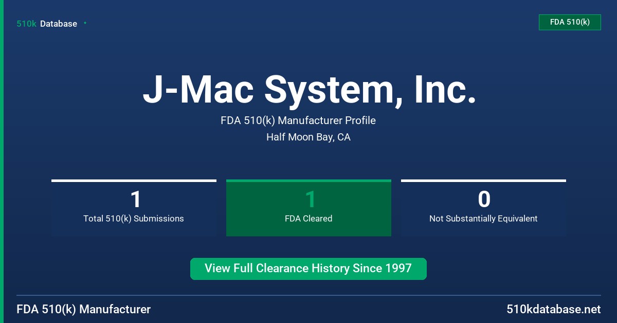 J-Mac System, Inc. FDA 510(k) Manufacturer Profile